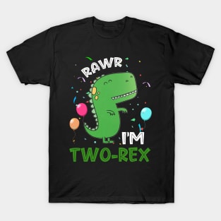 Rawr I_m Two-Rex 2nd Birthday 2 Year Old Dinosaur T-Shirt